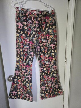 Mushroom Print Bellbottom Jeans